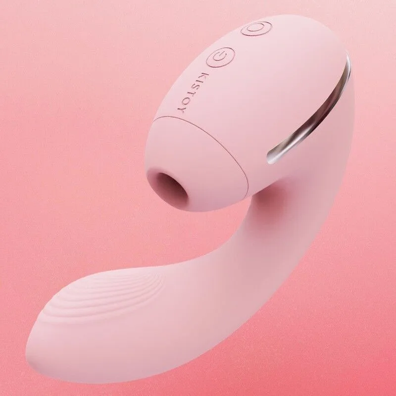 Вакуумний вібратор KISSTOY Tina Mini Pink, вагінально-кліторальний
