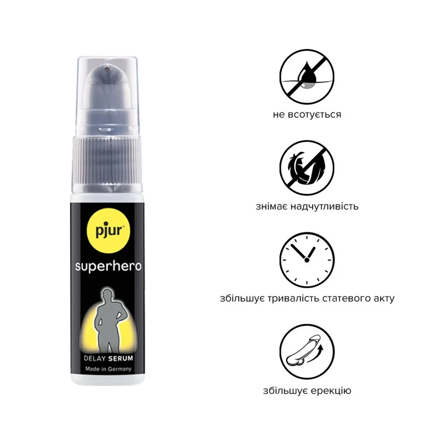 Сыворотка-пролонгатор pjur Superhero Delay Serum 20 мл, создает эффект пленки, без онемения