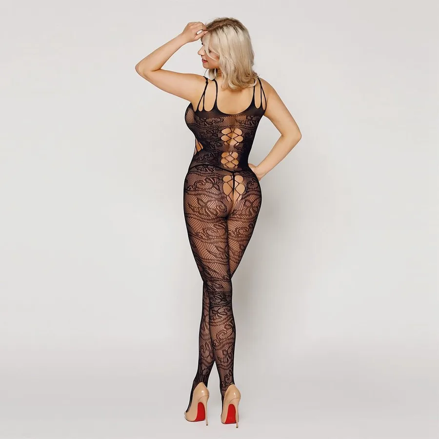 Ажурний бодістокінг з вирізами "Клео" Black One Size