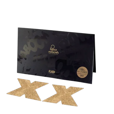 Пэстис - стикини Bijoux Indiscrets - Flash Cross Gold, наклейки на соски