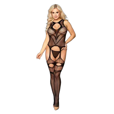 Сітчастий бодістокінг з імітацією панчох "Анна" Black One Size