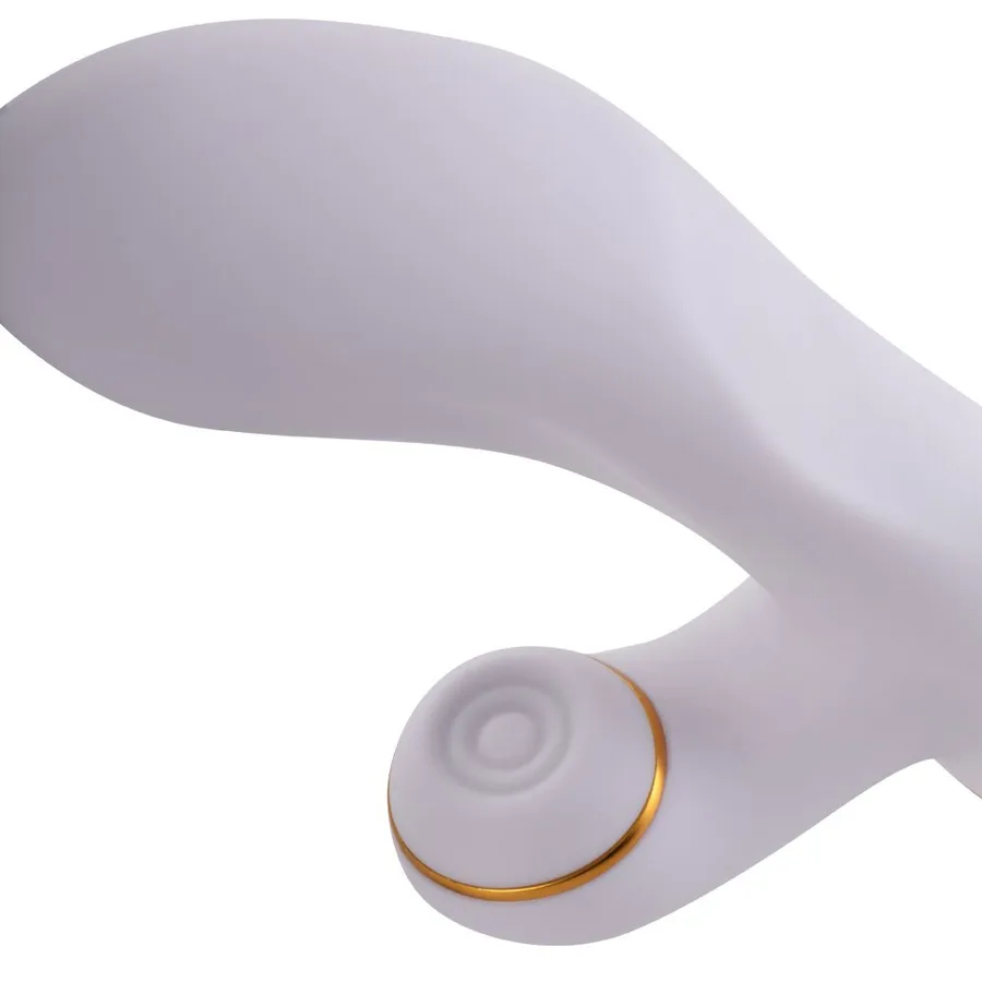Вибратор-кролик с пульсацией и флоггером LOCKINK SEVANDA Whip Vibrating Massage Wand, бело-золотой