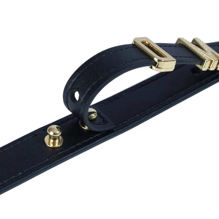 Ошейник LOCKINK Dark DIY Alphabet Collar, черный, искусственная кожа, буквы со стразами