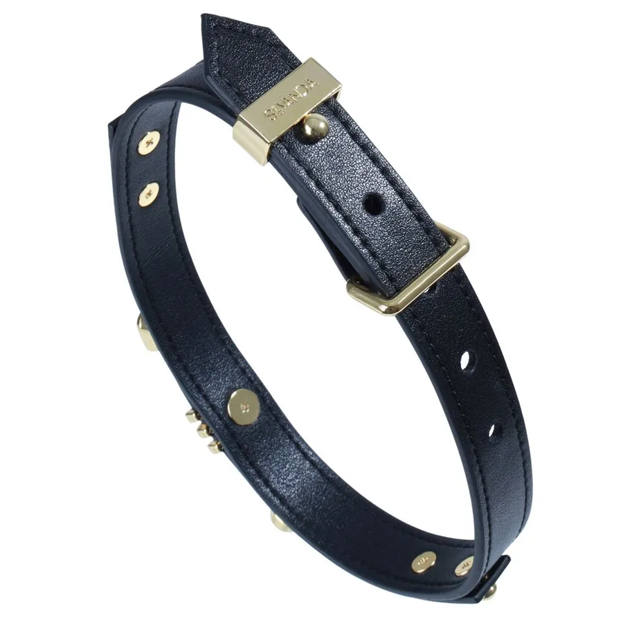 Ошейник LOCKINK Dark DIY Alphabet Collar, черный, искусственная кожа, буквы со стразами