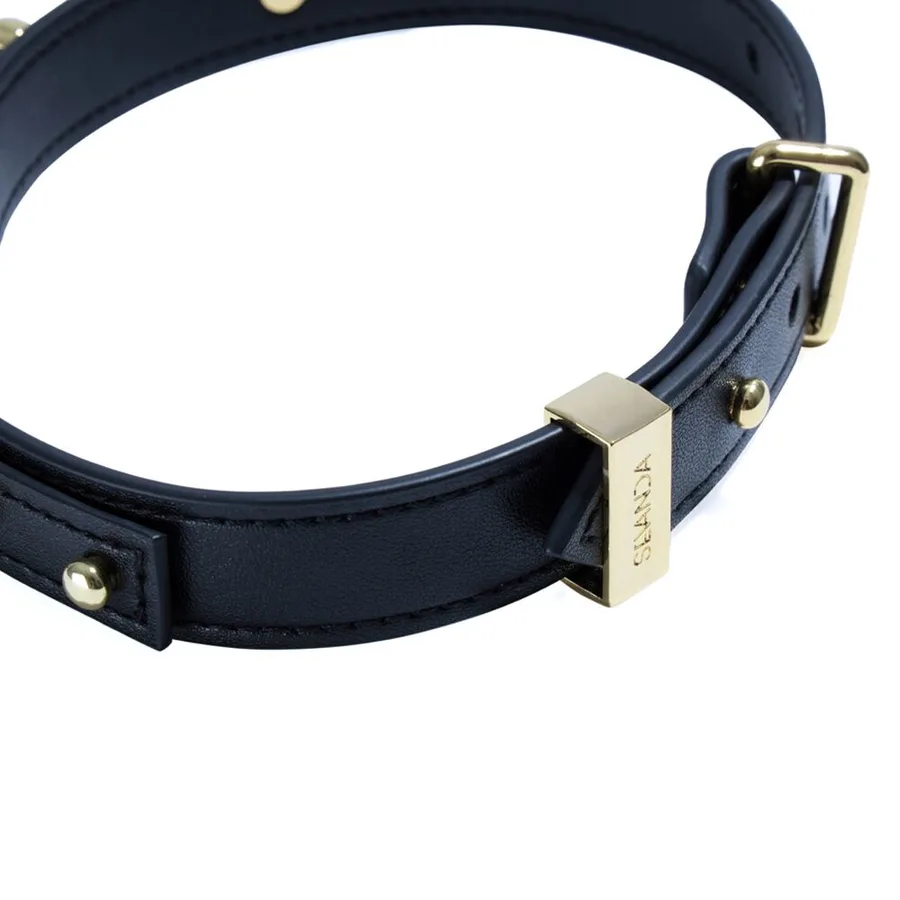 Ошейник LOCKINK Dark DIY Alphabet Collar, черный, искусственная кожа, буквы со стразами