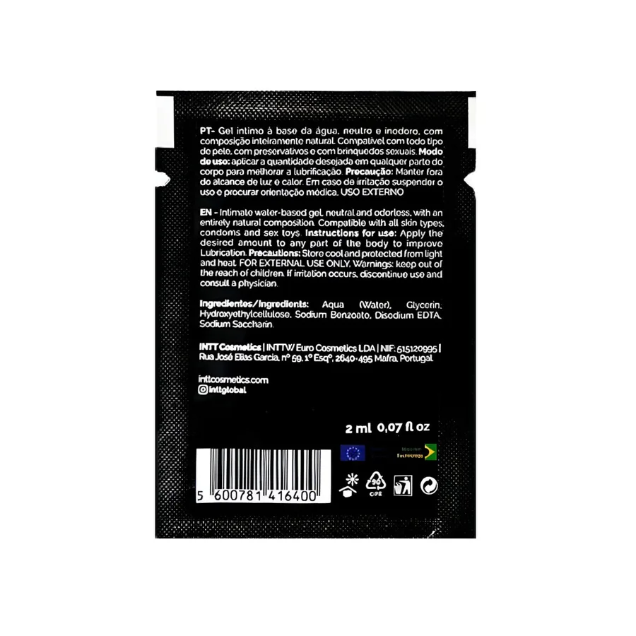 Пробник лубриканта на водній основі Intt My Lube Natural, 2 мл