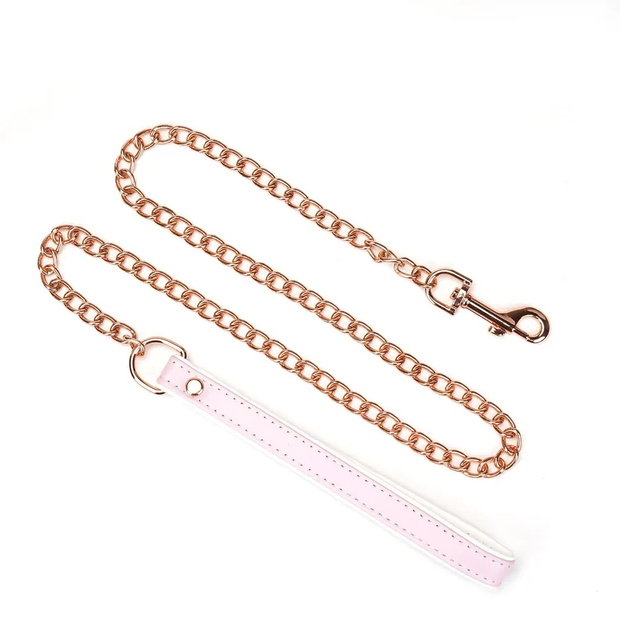 Нашийник з повідцем Liebe Seele White & Pink Fairy Goat Leather Collar