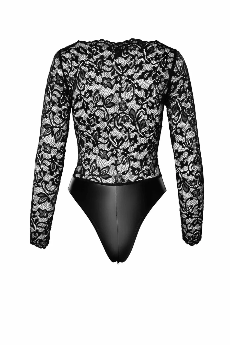 Боді Noir Handmade F296 Psyche, M, мереживо, довгий рукав, низ під латекс, з доступом