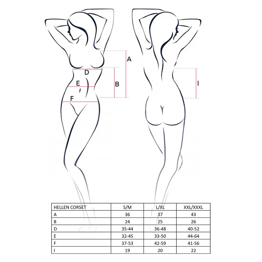 Корсет с пажами Passion HELLEN CORSET S/M, black, трусики, полупрозрачный