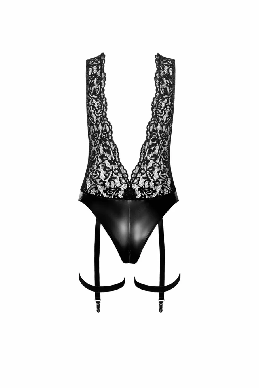 Боди Noir Handmade F297 Libido, M, черное, кружево, низ под латекс, открытый доступ, гартеры