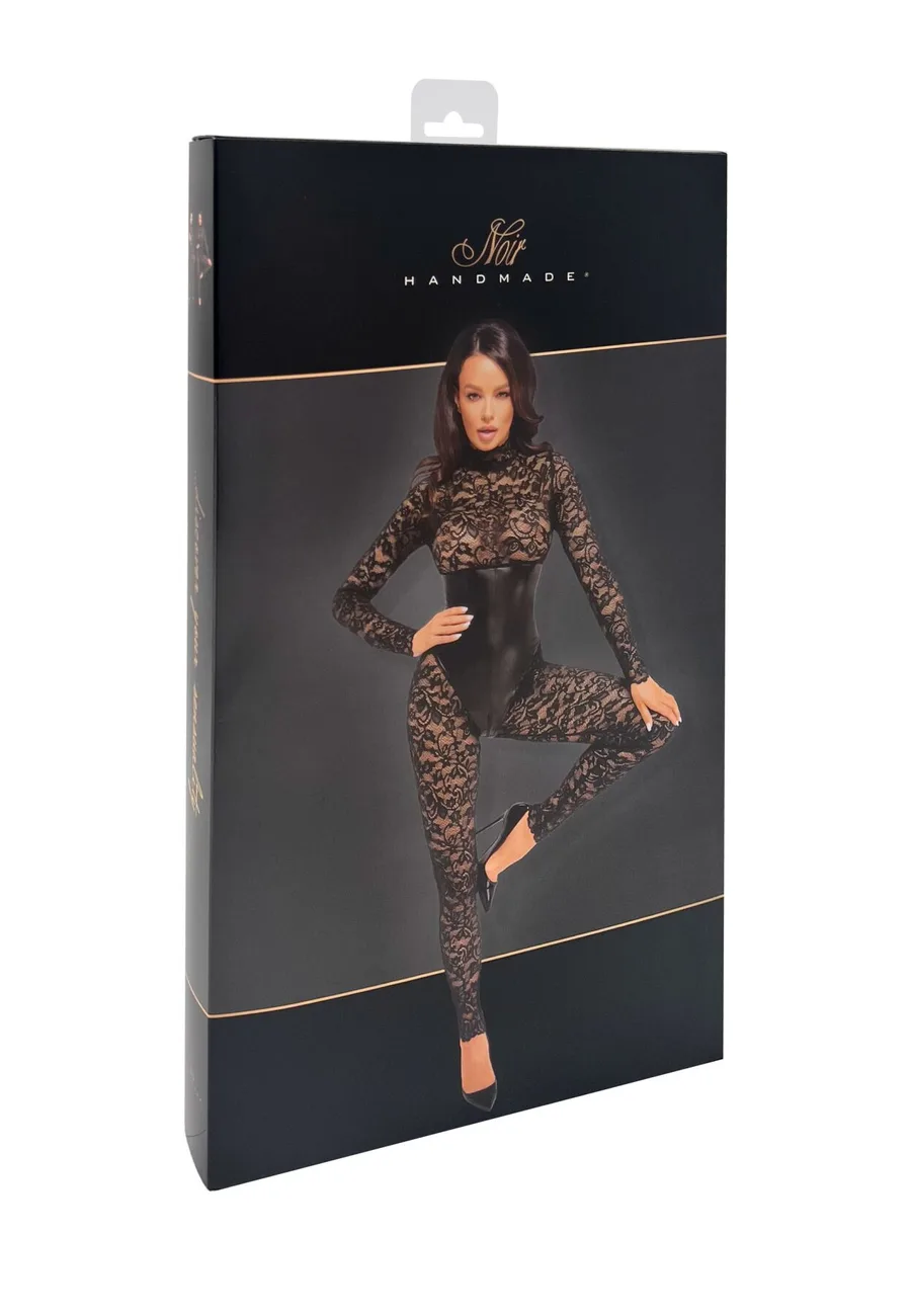 Комбинезон Noir Handmade F299 Enigma, M, кружево, длинный рукав, имитация корсета, доступ