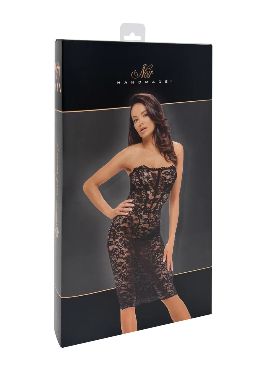 Платье Noir Handmade F301 Catalyst, S, black, миди, кружево, открытые плечи, шнуровка на спине