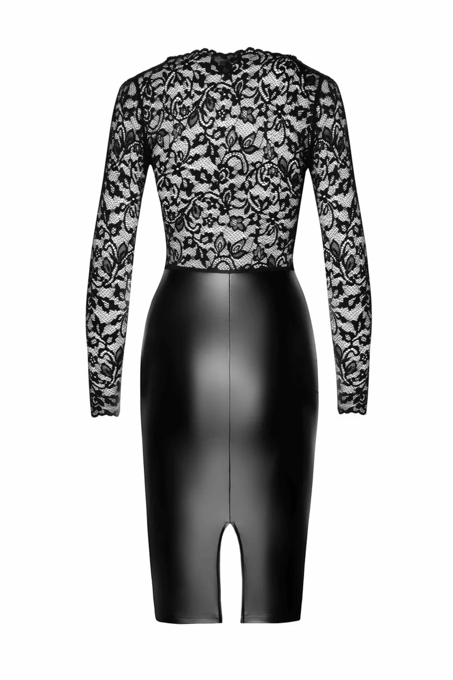 Сукня Noir Handmade F295 Euphoria, L, black, мереживо, глибоке декольте, спідниця міді під латекс
