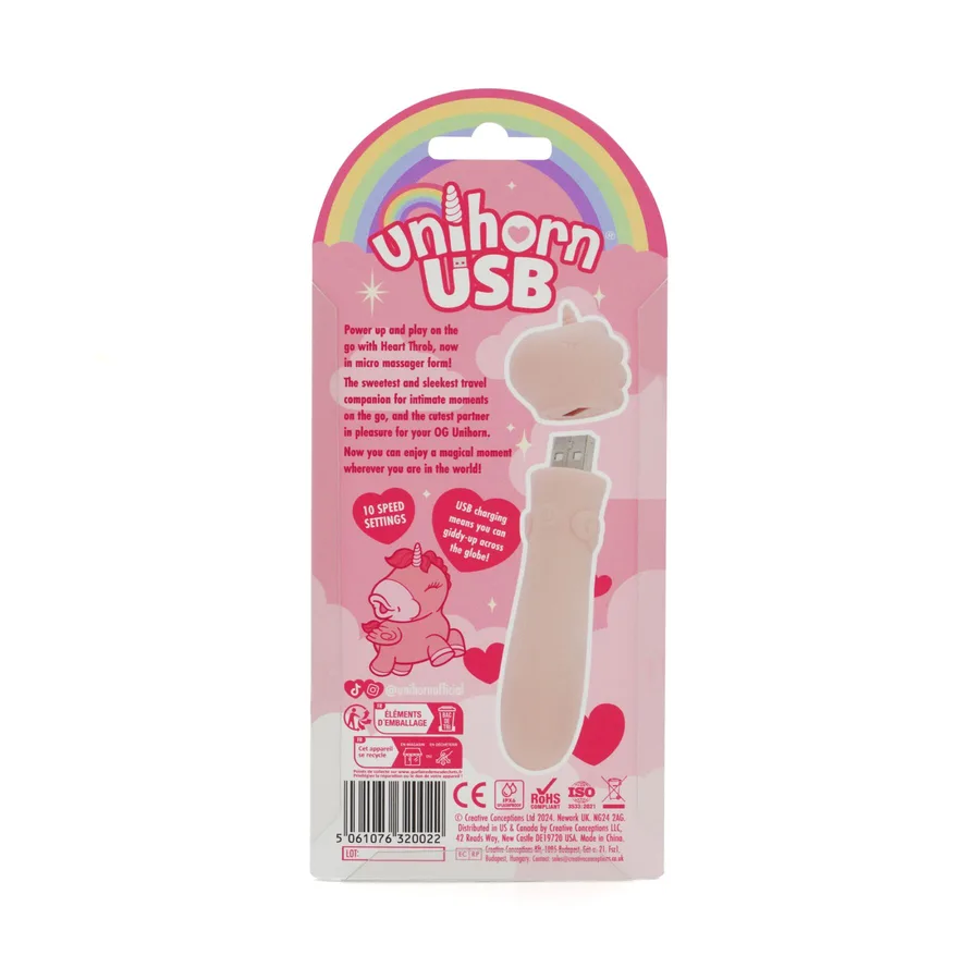 Вибратор-единорожка Unihorn USB Bullet – Heart Throb, вибропуля, USB-зарядка, 10 режимов