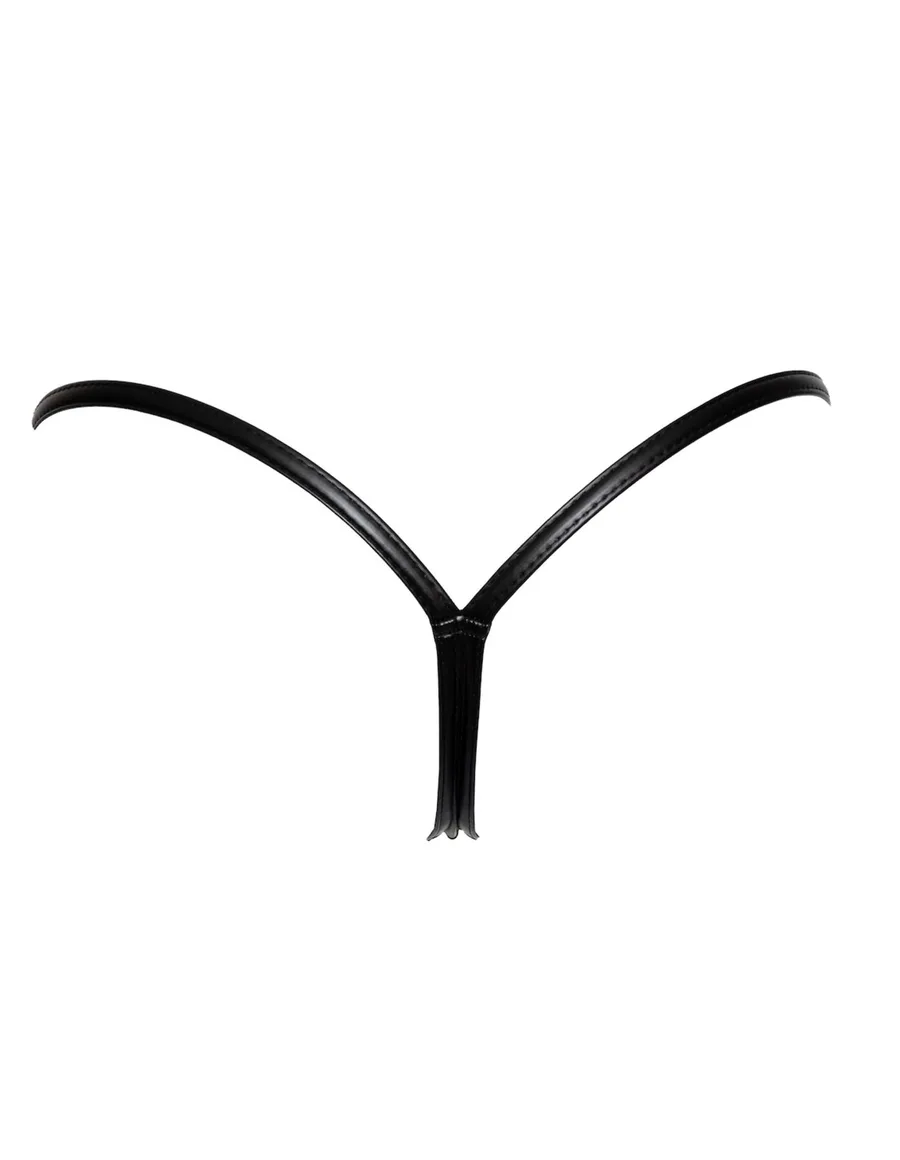 Трусики з мокрим ефектом Noir Handmade P008 Powerwetlook panty with gold clasp, XXL, на застібках