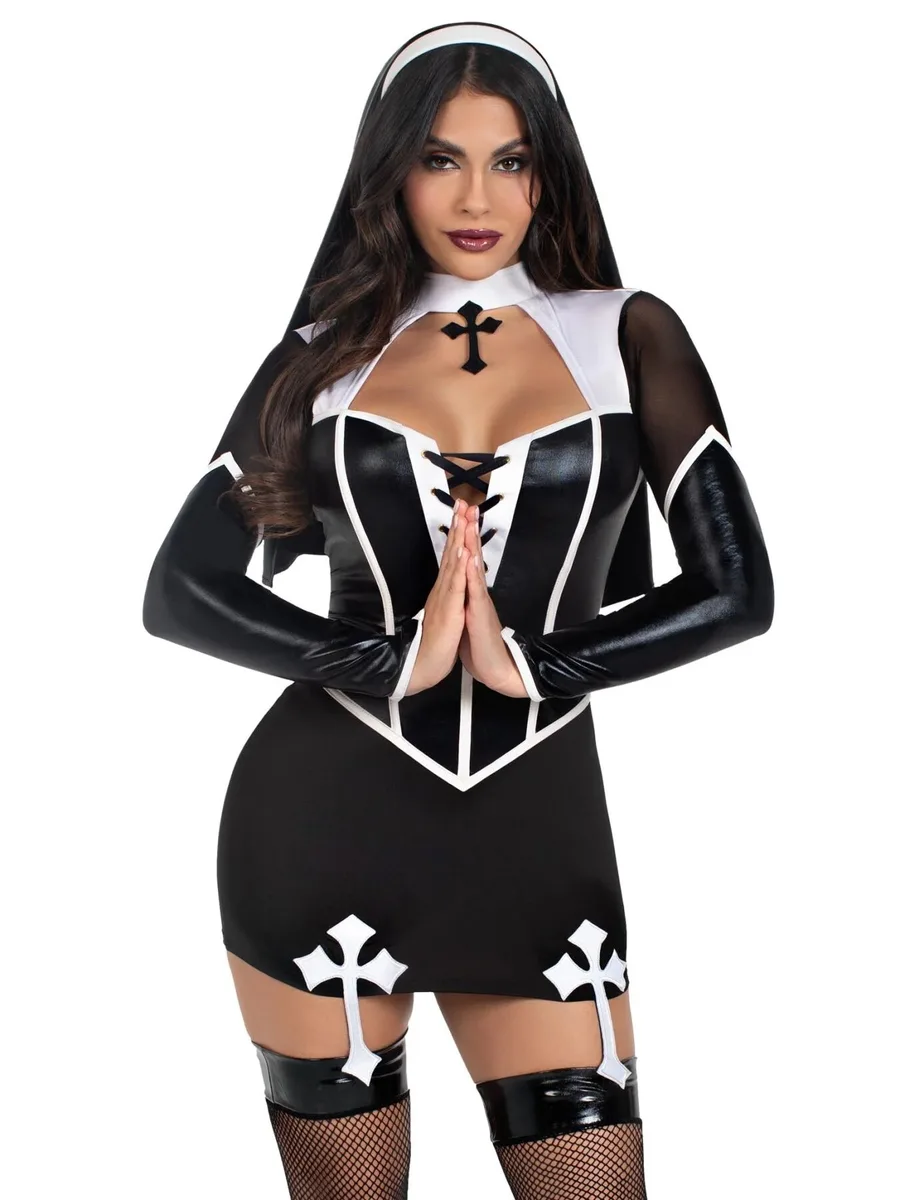 Костюм черниці Leg Avenue Holy Hottie Dress S