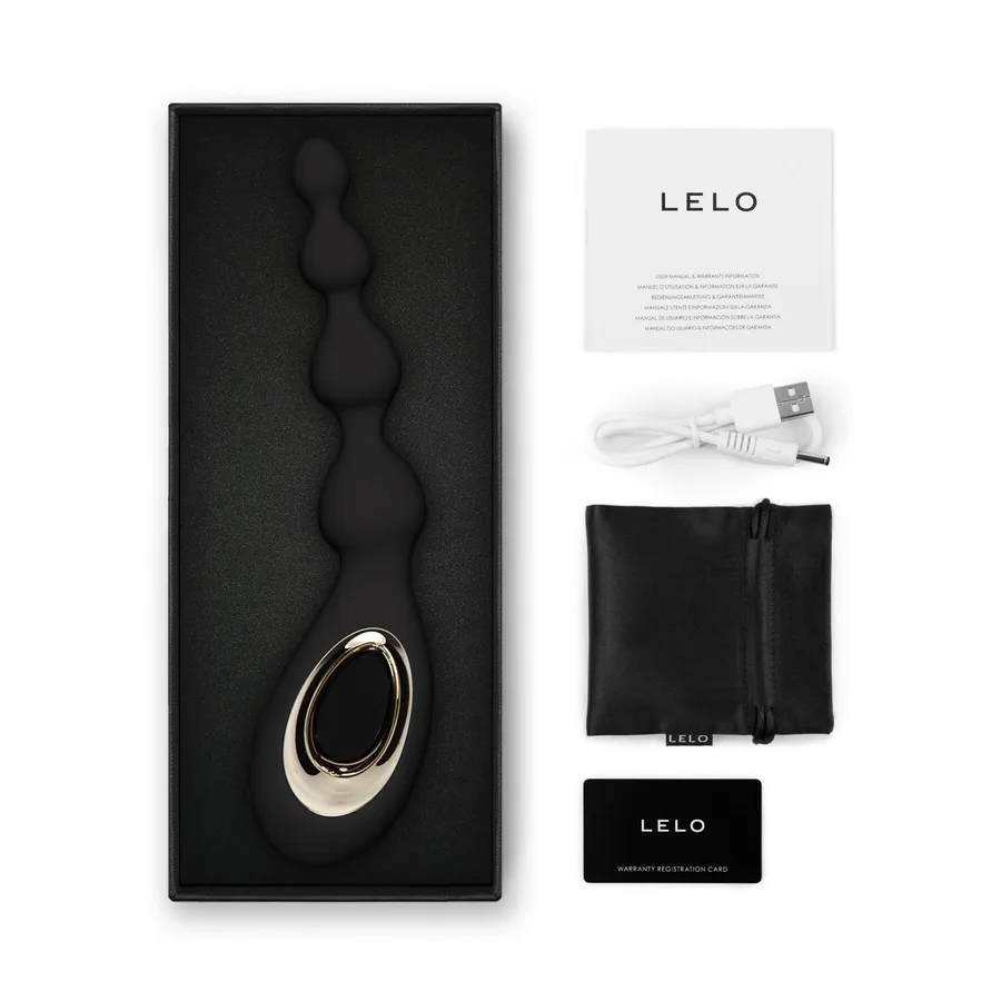 Анальне намисто з вібрацією LELO Soraya Beads Black, різний діаметр намистин, 8 режимів