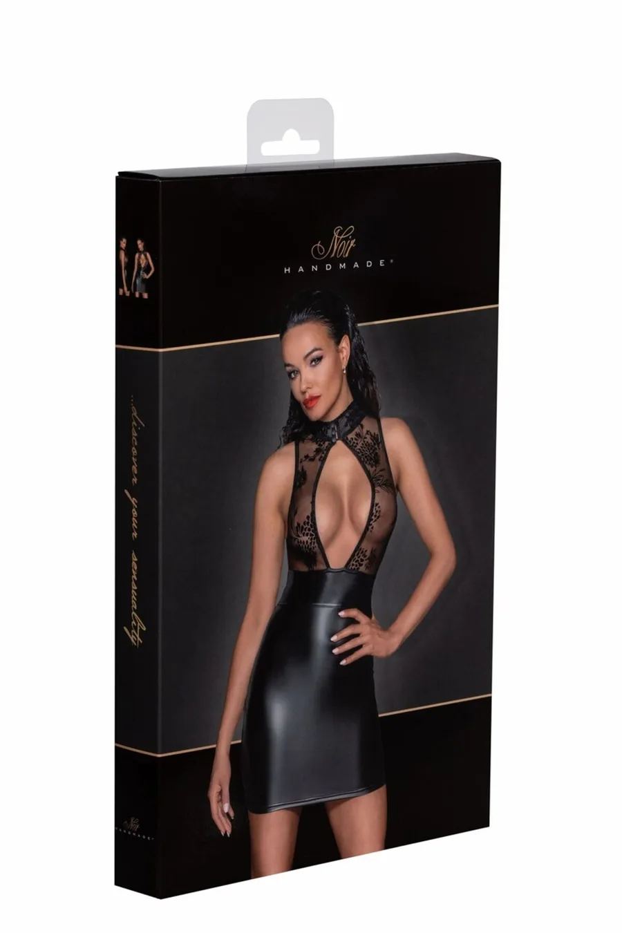 Сукня Noir Handmade F241 Short dress with powerwetlook skirt and tulle top, XXL