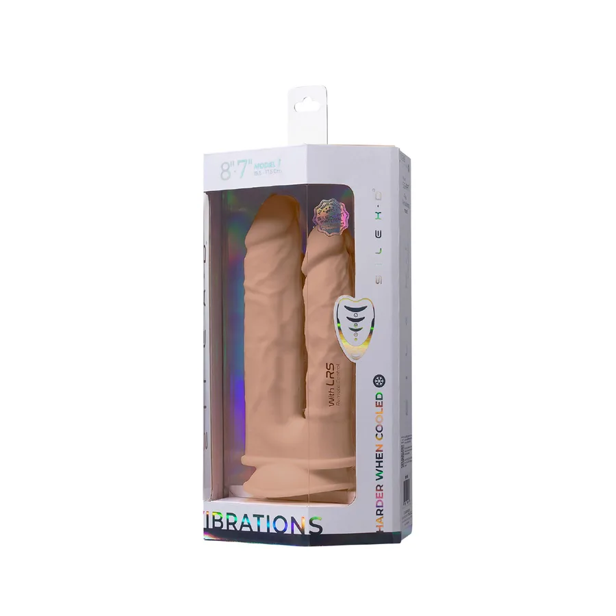 Двойной фаллоимитатор с вибрацией SilexD Double Gusto Vibro Flesh (Model 1 size 8" & 7") + LRS, диаметр 4,5 см и 3,7 см