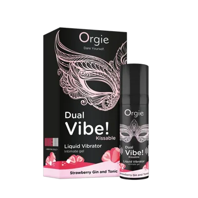 Рідкий вібратор Orgie Dual Vibe! Strawberry Gin & Tonic Kissable Liquid Vibrator, 15 мл