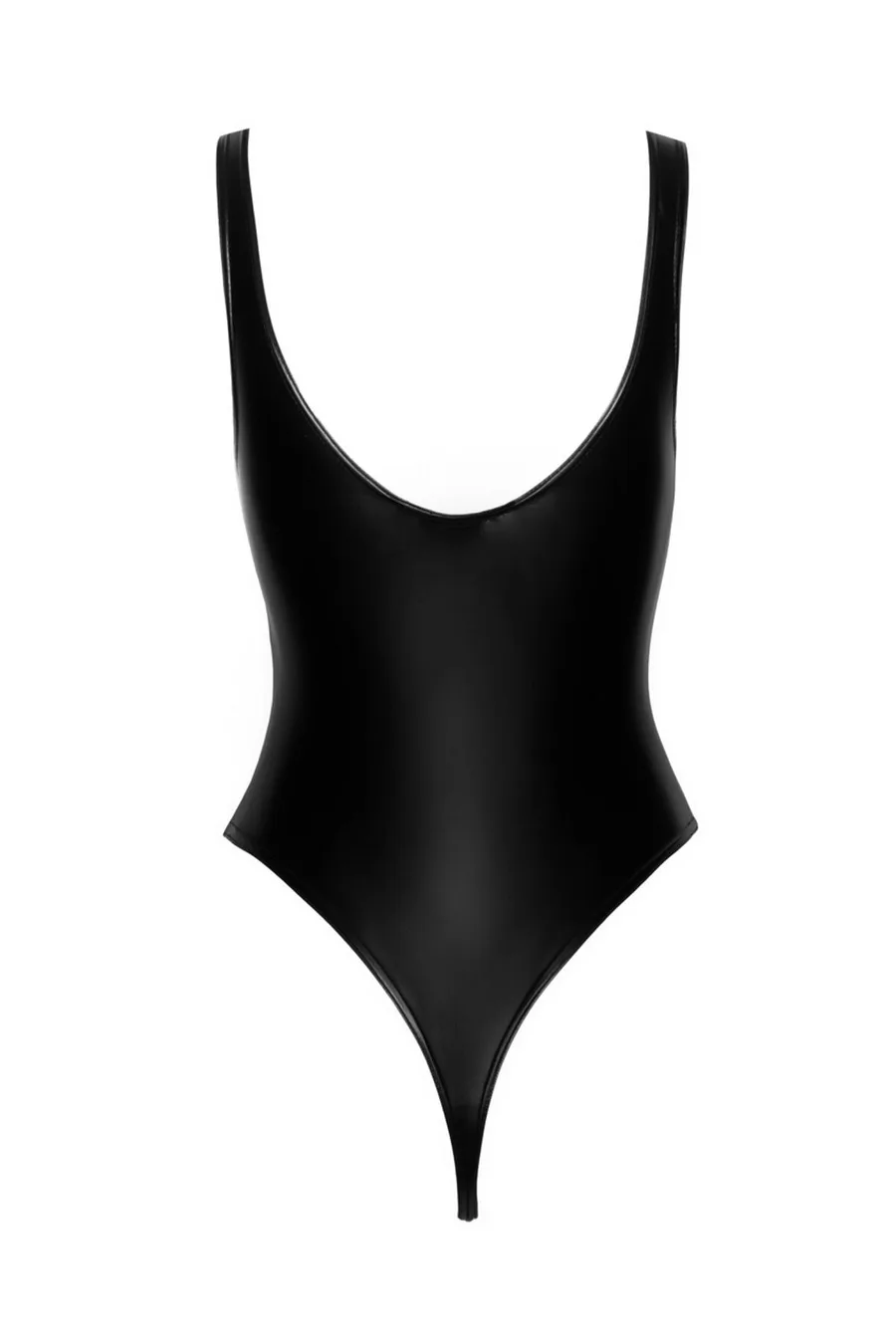 Боді з мокрим ефектом Noir Handmade F244 Powerwetlook body with high cut bottom hem, L