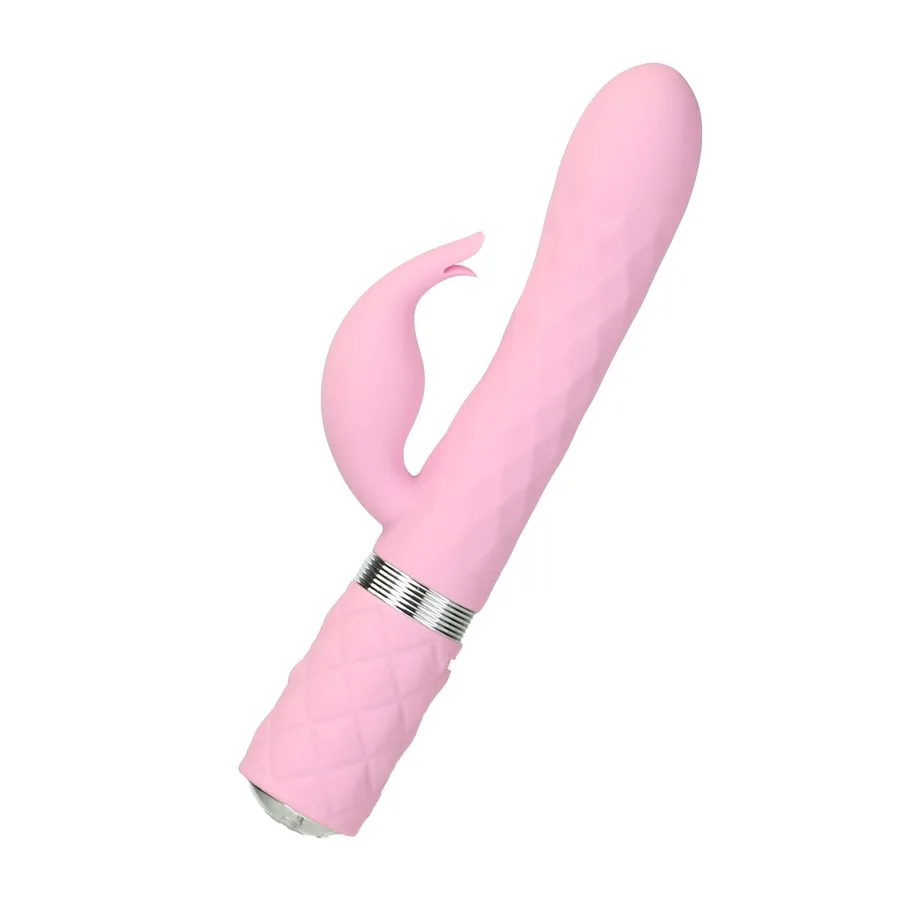 Розкішний кролик з ротацією та вібрацією Pillow Talk Lively Pink, кристал Сваровскі
