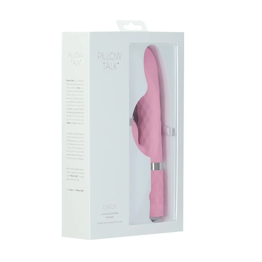 Розкішний кролик з ротацією та вібрацією Pillow Talk Lively Pink, кристал Сваровскі