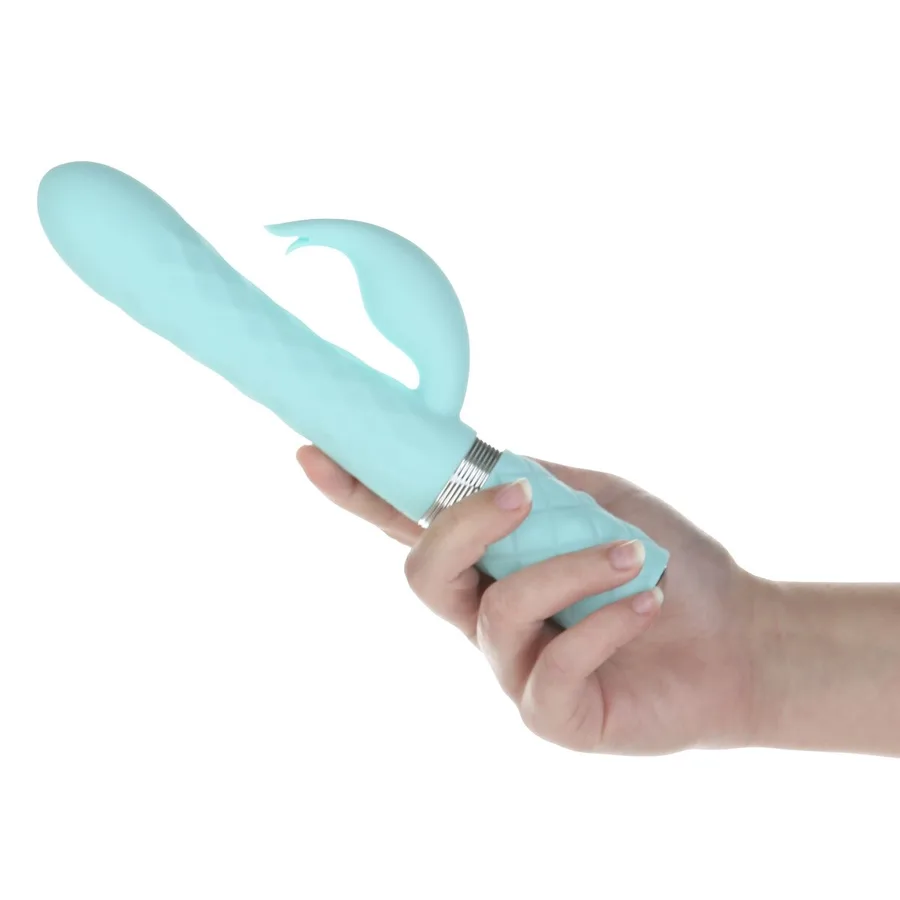 Розкішний кролик з ротацією та вібрацією Pillow Talk Lively Teal, кристал Сваровскі