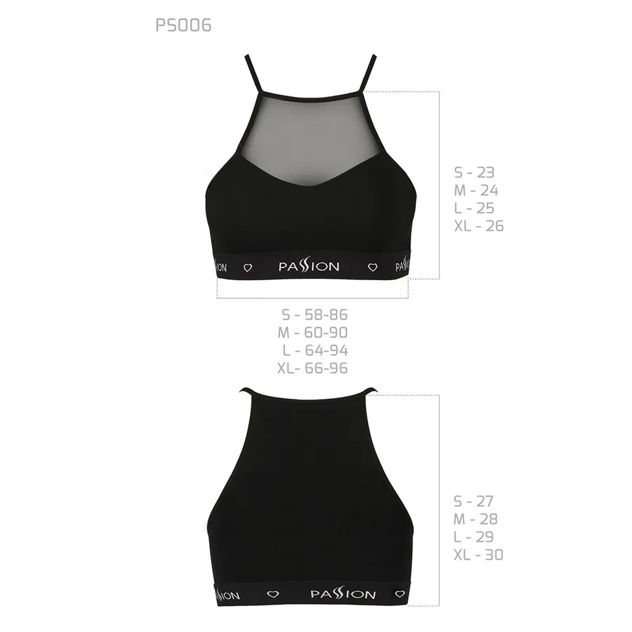 Спортивний топ з прозорою вставкою Passion PS006 TOP S, black
