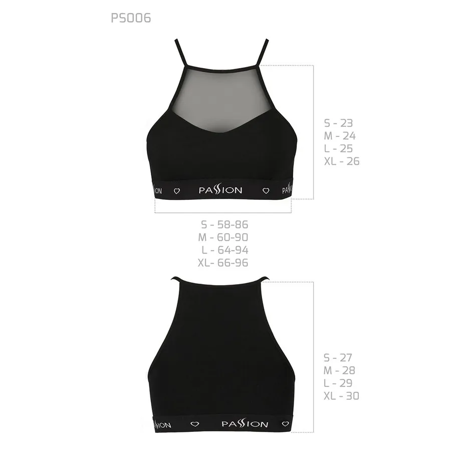 Спортивный топ с прозрачной вставкой Passion PS006 TOP XL, black