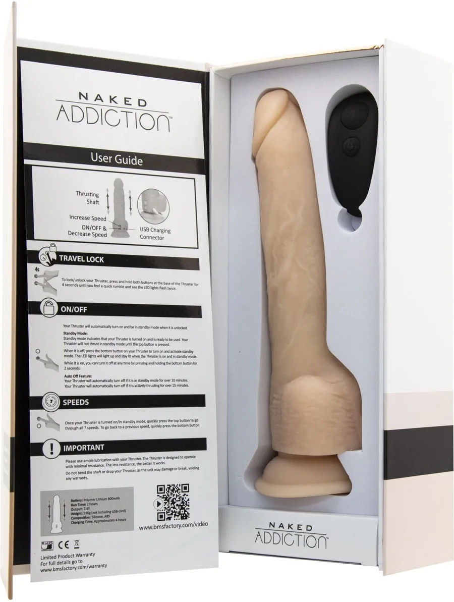 Фалоімітатор з пульсацією Naked ADDICTION Dominic 9″ Vanilla, пульт ДК, діаметр 4,2 см