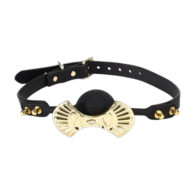 Розкішний силіконовий кляп Zalo Silicone Ball Gag Black, кристал Swarovski, шкіряний ремінець