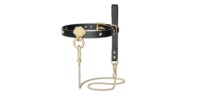 Розкішний нашийник з повідцем Zalo Collar & Leash Set Black, натуральна шкіра