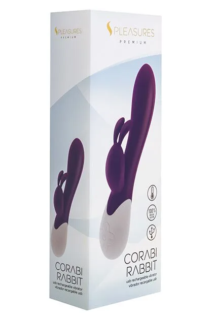 Вібратор-кролик S Pleasures Premium Corabi Rabbit, фіолетовий, вушка для клітора, 16 режимів, нагрів