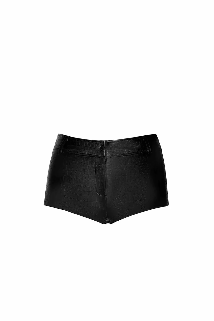 Шортики Noir Handmade F318 Wild, M, black, під латекс, крокодиловий принт, з доступом