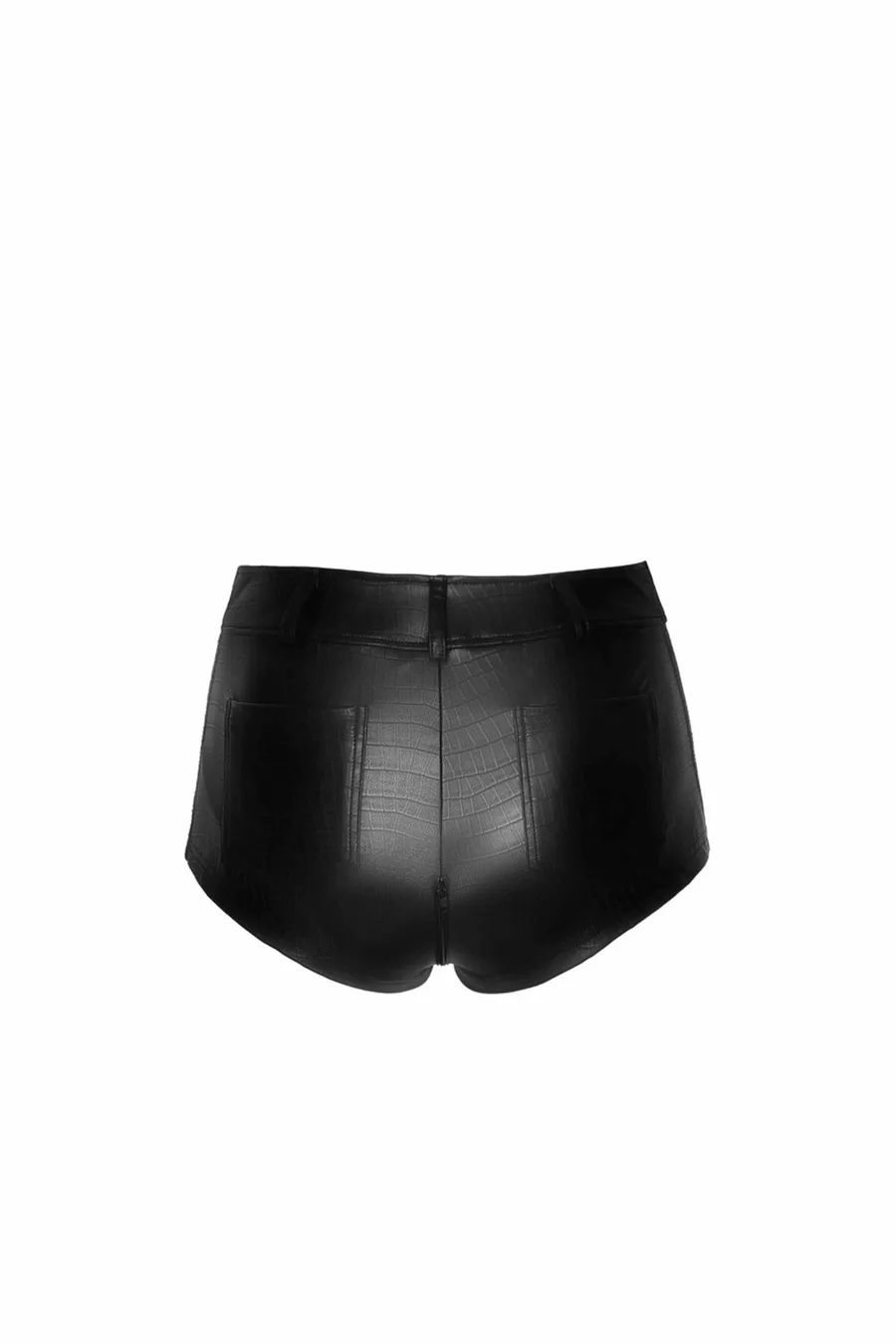 Шортики Noir Handmade F318 Wild, XL, black, під латекс, крокодиловий принт, з доступом