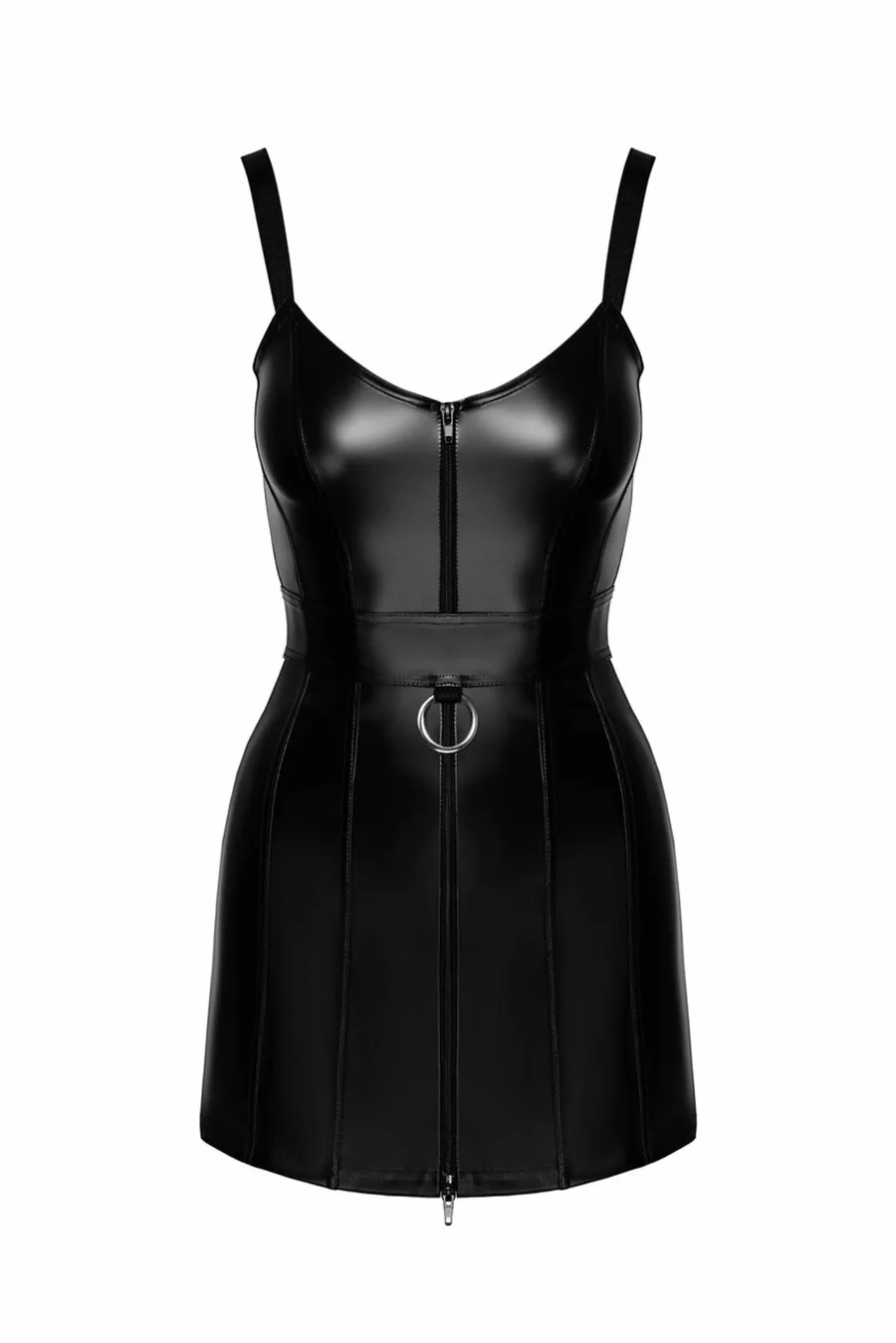 Платье Noir Handmade F320 Starlet, XXL, под латекс, мини, молния по всей длине, кольцо на поясе