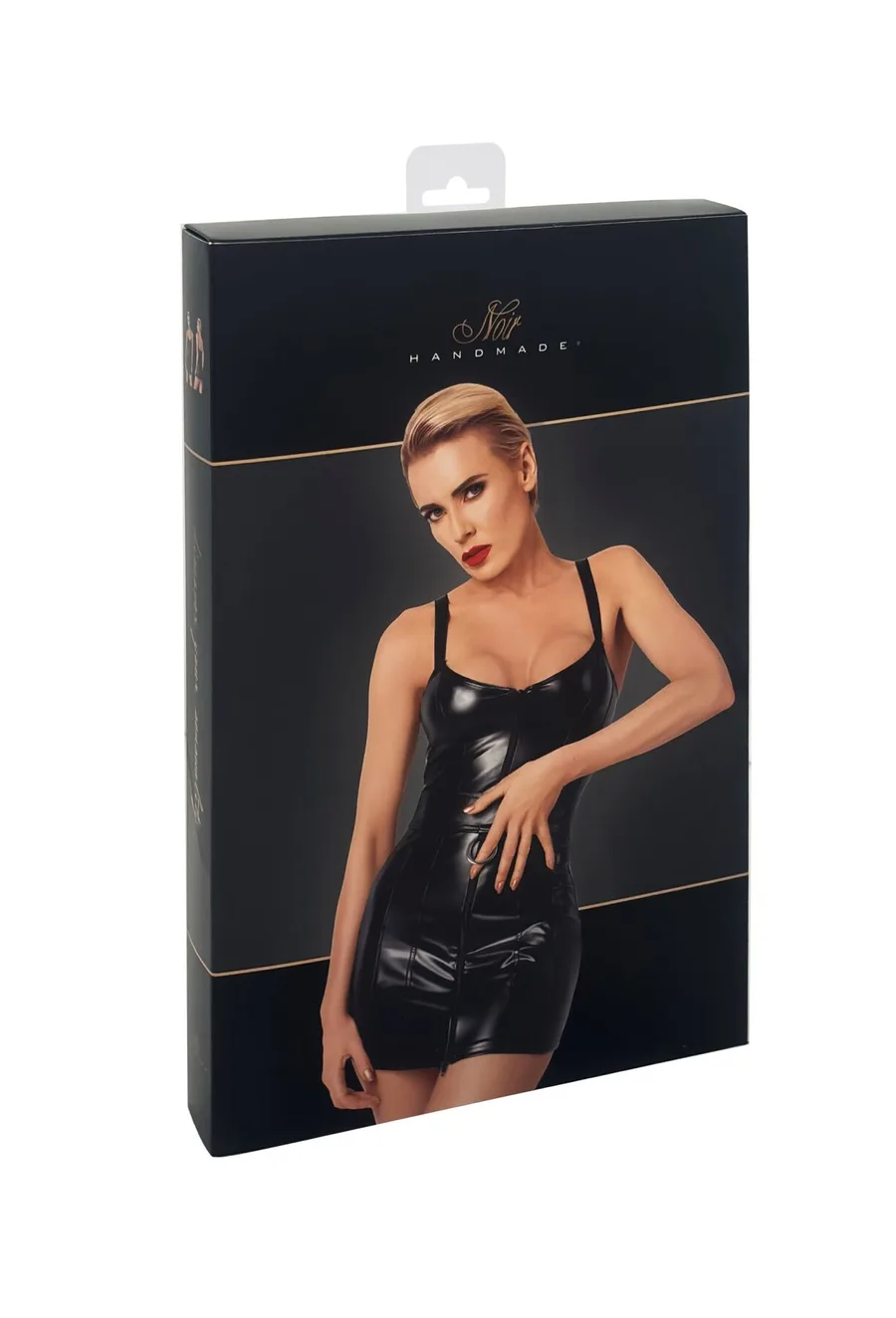 Платье Noir Handmade F320 Starlet, 3XL, под латекс, мини, молния по всей длине, кольцо на поясе