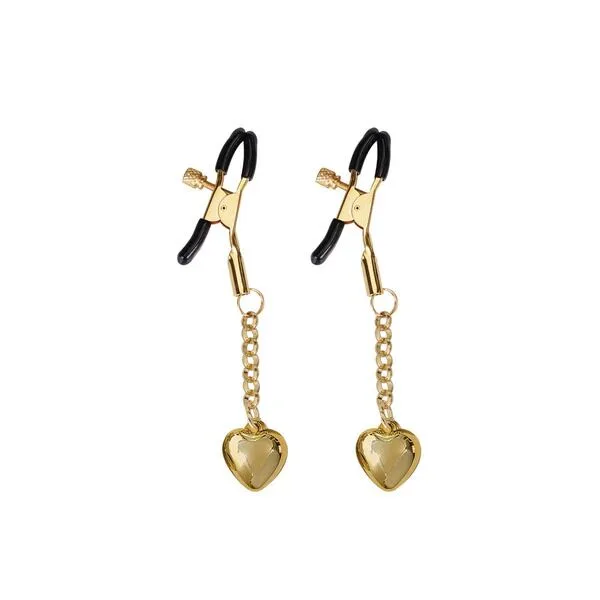 Зажимы для сосков с подвеской Liebe Seele Solid Heart Nipple Clamps Gold