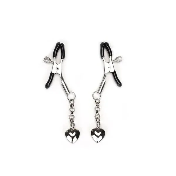 Зажимы для сосков Liebe Seele Solid Heart Nipple Clamps Silver, подвеска-сердечко