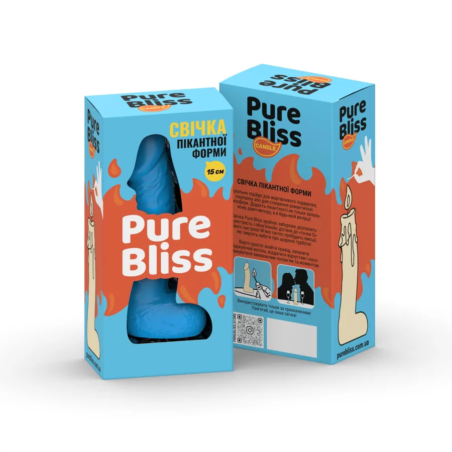 Свічка у вигляді члена Pure Bliss MINI Blue 15 см