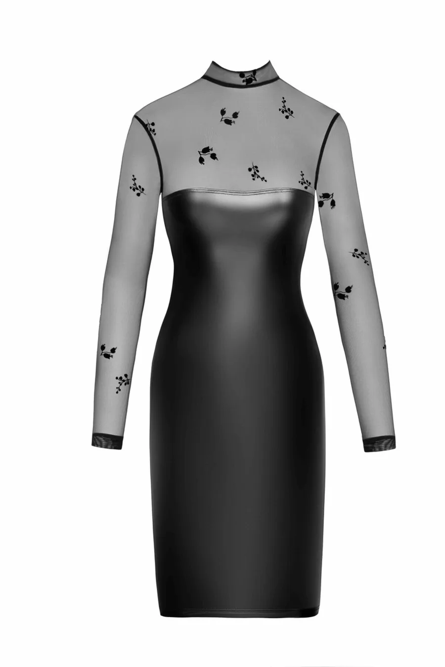 Сукня Noir Handmade F310 Sublime, 3XL, black, міді, мокрий ефект, верх — сітка, довгий рукав
