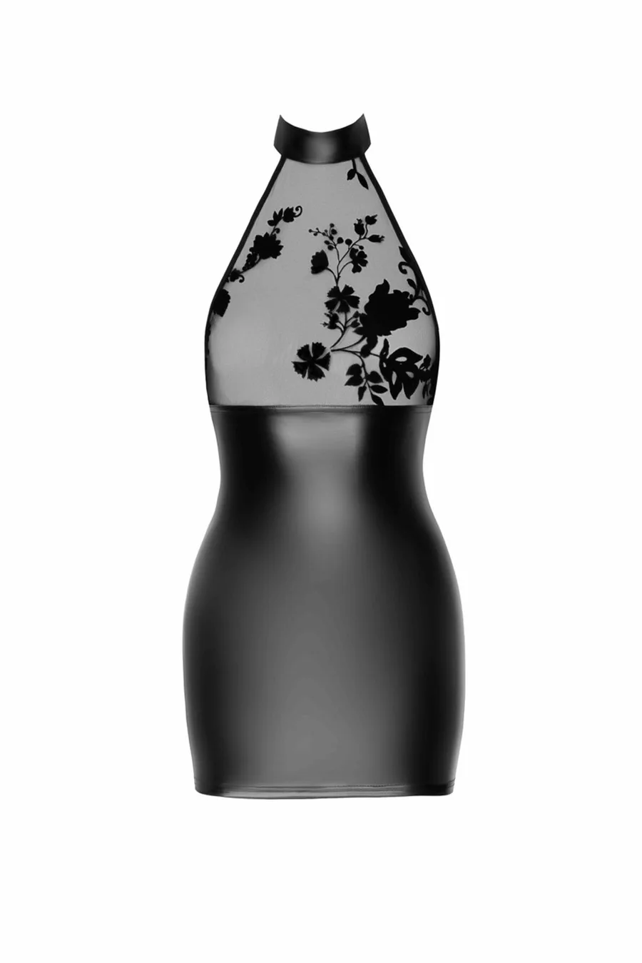 Сукня Noir Handmade F311 Eros, S, black, міні, спідниця під латекс, верх — сітка, відкрита спина