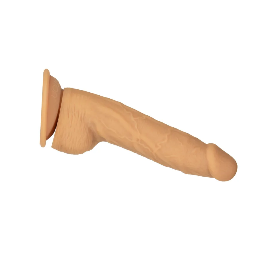 Фалоімітатор ADDICTION Dual Density Silicone Dildo Caramel 8″, присоска, діаметр 4,3 см, віброкуля