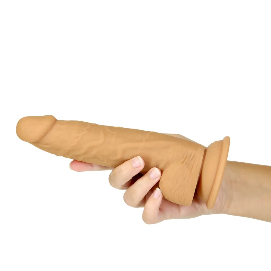 Фалоімітатор ADDICTION Dual Density Silicone Dildo Caramel 8″, присоска, діаметр 4,3 см, віброкуля
