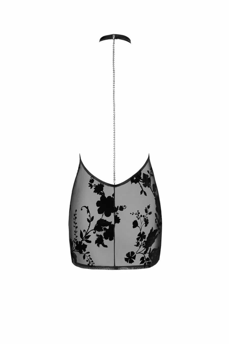 Сукня Noir Handmade F313 Mythos, M, black, прозора, міні, відкрита спина, декор зі стразів