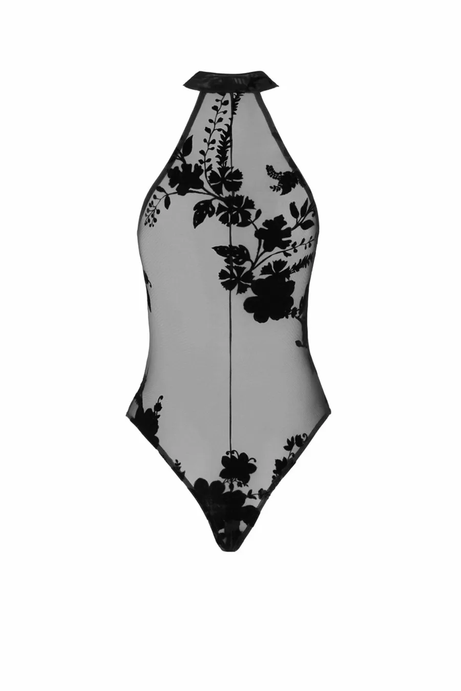 Боди Noir Handmade F314 Ego, L, black, сетка, халтер, высокие вырезы, молния по всей длине