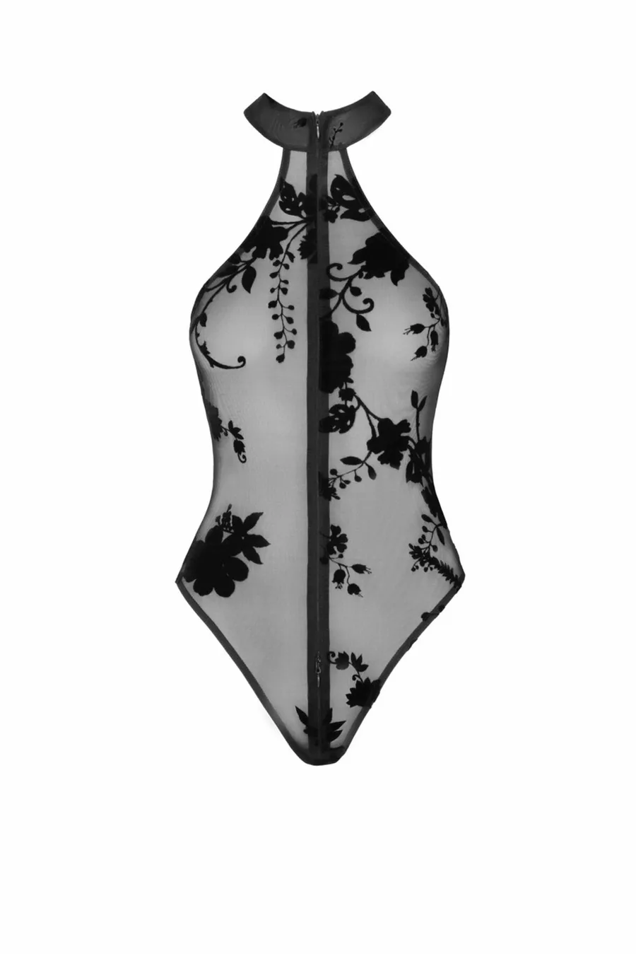 Боди Noir Handmade F314 Ego, L, black, сетка, халтер, высокие вырезы, молния по всей длине