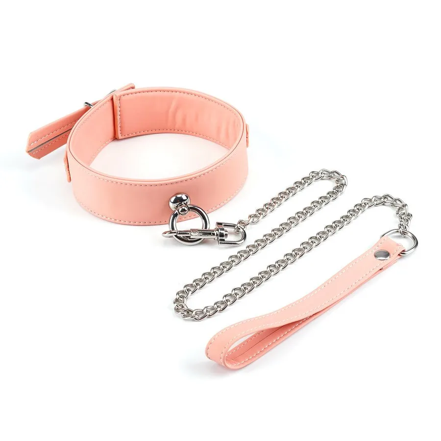 Нашийник з повідцем Liebe Seele Dark Candy Pink Collar with Leash, повідець на карабіні