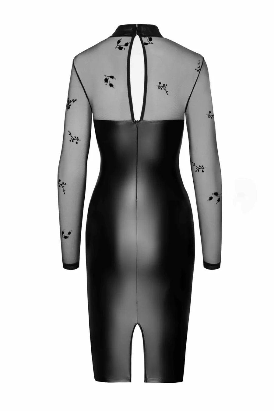 Сукня Noir Handmade F310 Sublime, L, black, міді, мокрий ефект, верх — сітка, довгий рукав